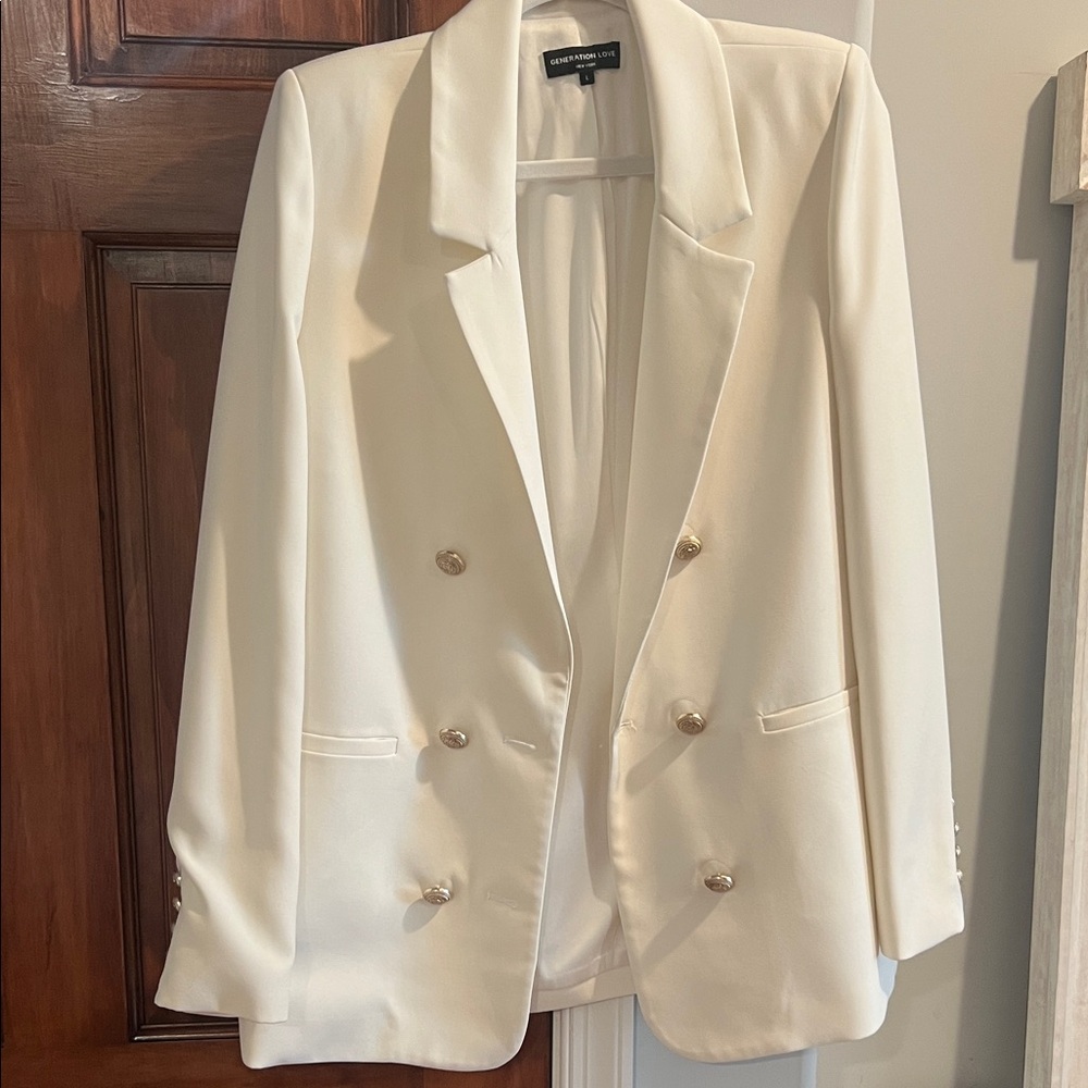 Generation Love White Double-Breasted Blazer - L